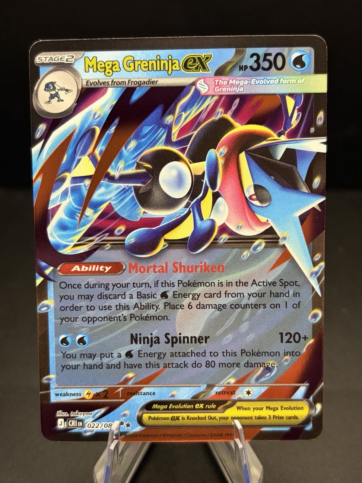 Pokemon Mega Greninja ex 022/086 Doppio Raro Holo Chaos Rising ME04 Near Mint