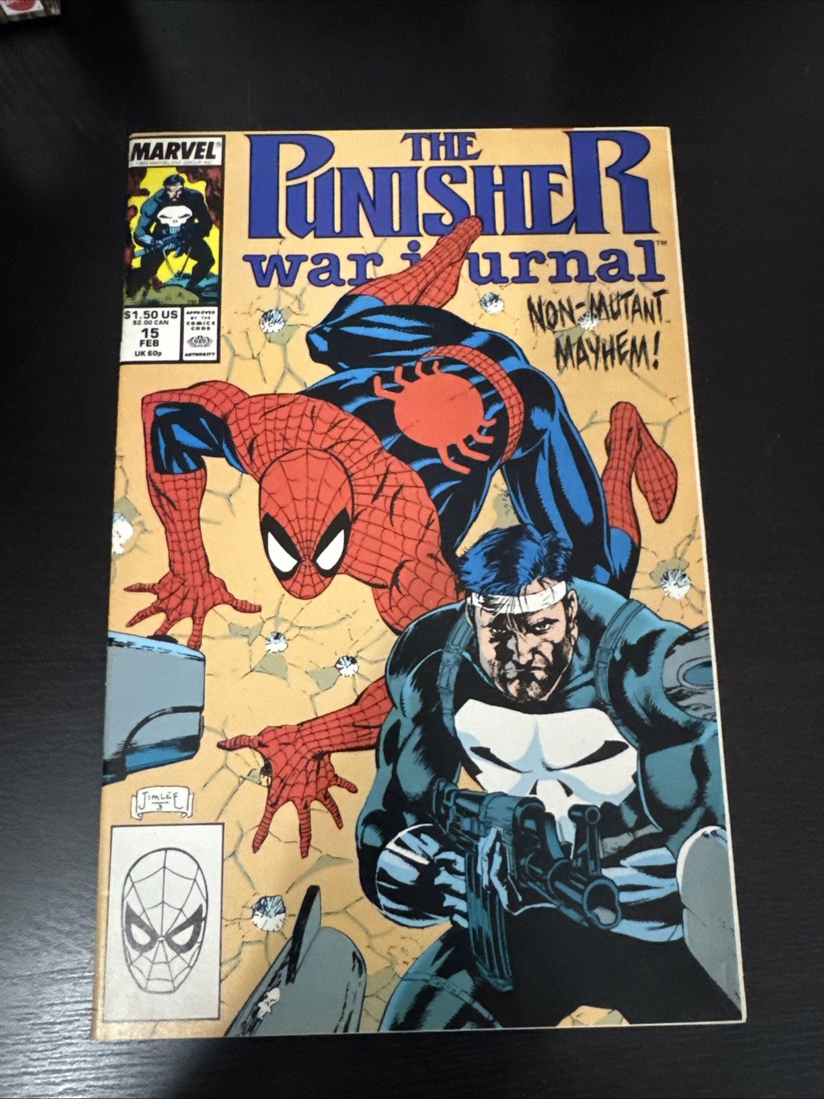 Marvel Comics The Punisher War Journal #15 Jim Lee Punisher Spider-Man 1990