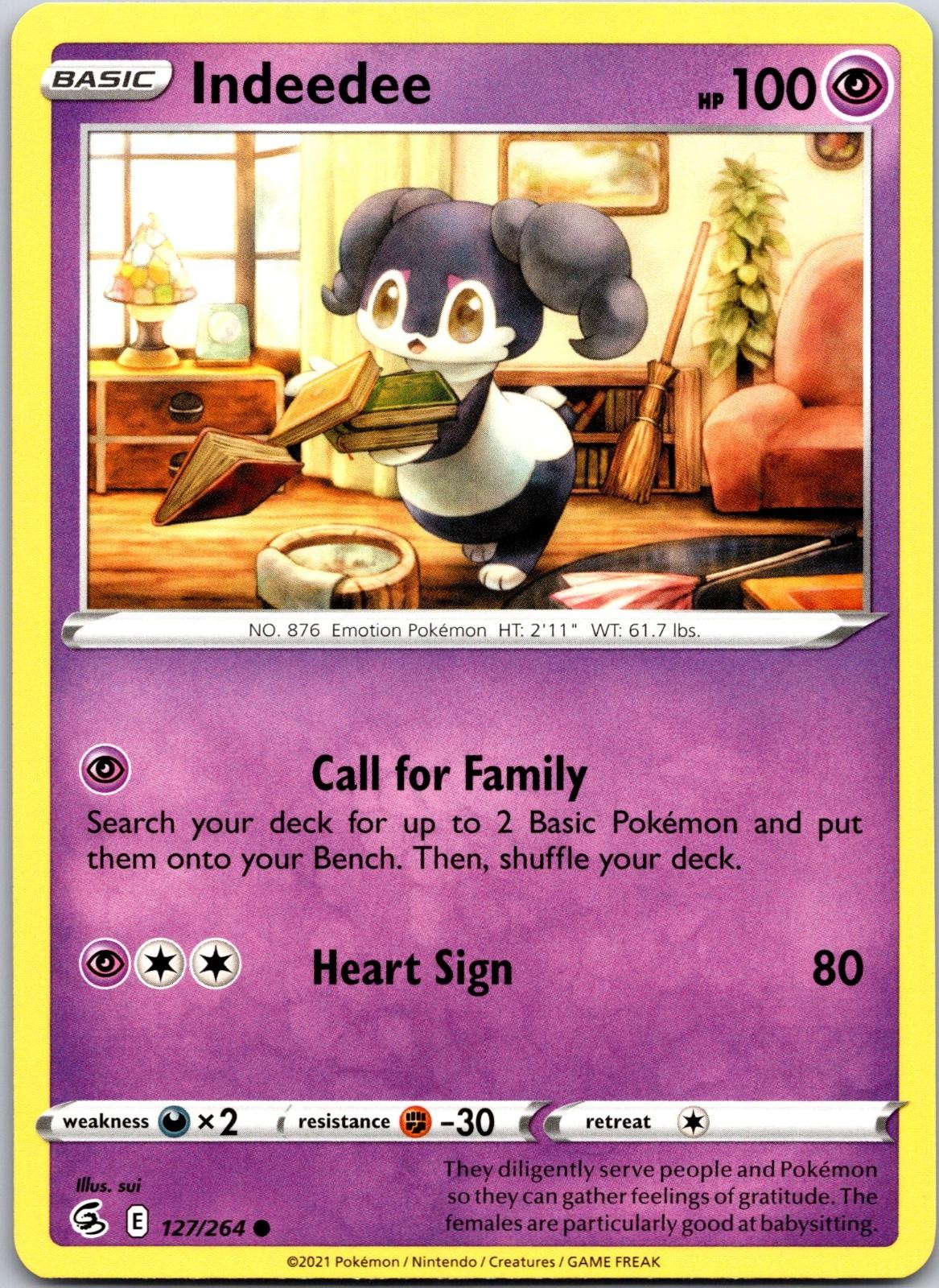 Indeedee 127/264 Common Fusion Strike Pokemon Near Mint