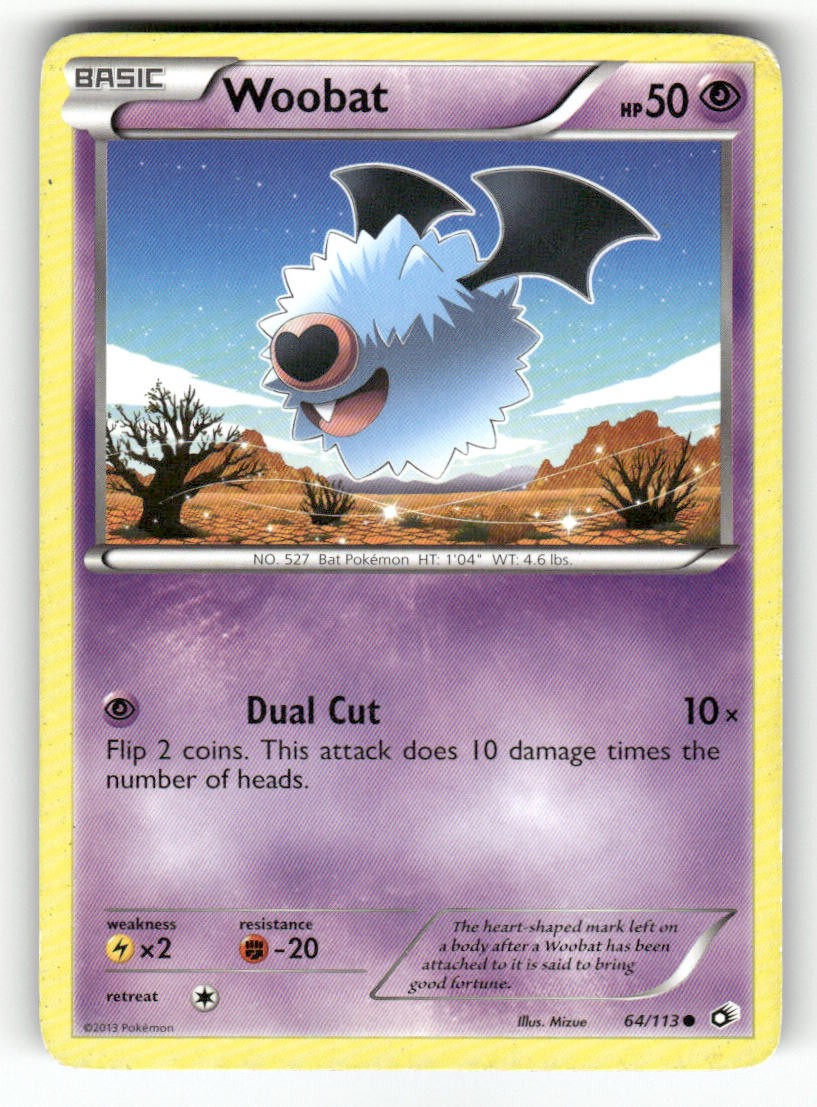 Woobat 64/113 Pokemon Tesori Leggendari Comuni Giocato Leggermente