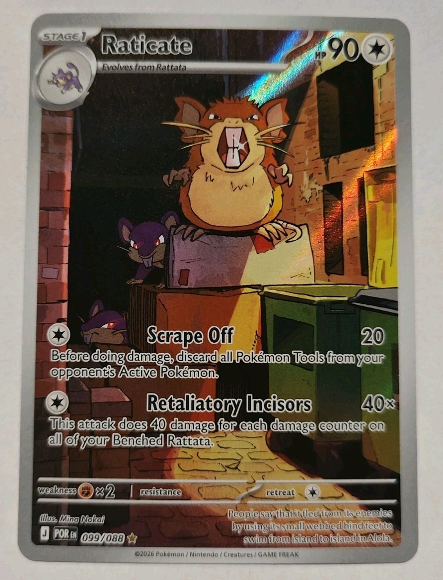 Raticate 099/088 Holo Illustrazione Rara Perfetto Ordine Pokemon Near Mint