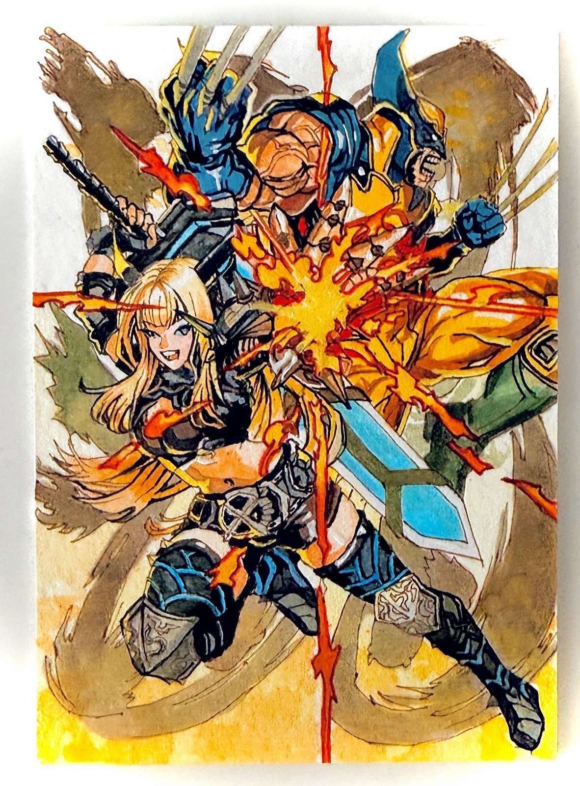 X-Men Wolverine Magik - 1/1 Hand-Drawn Original Art Signed Sketch Card Thck ACEO