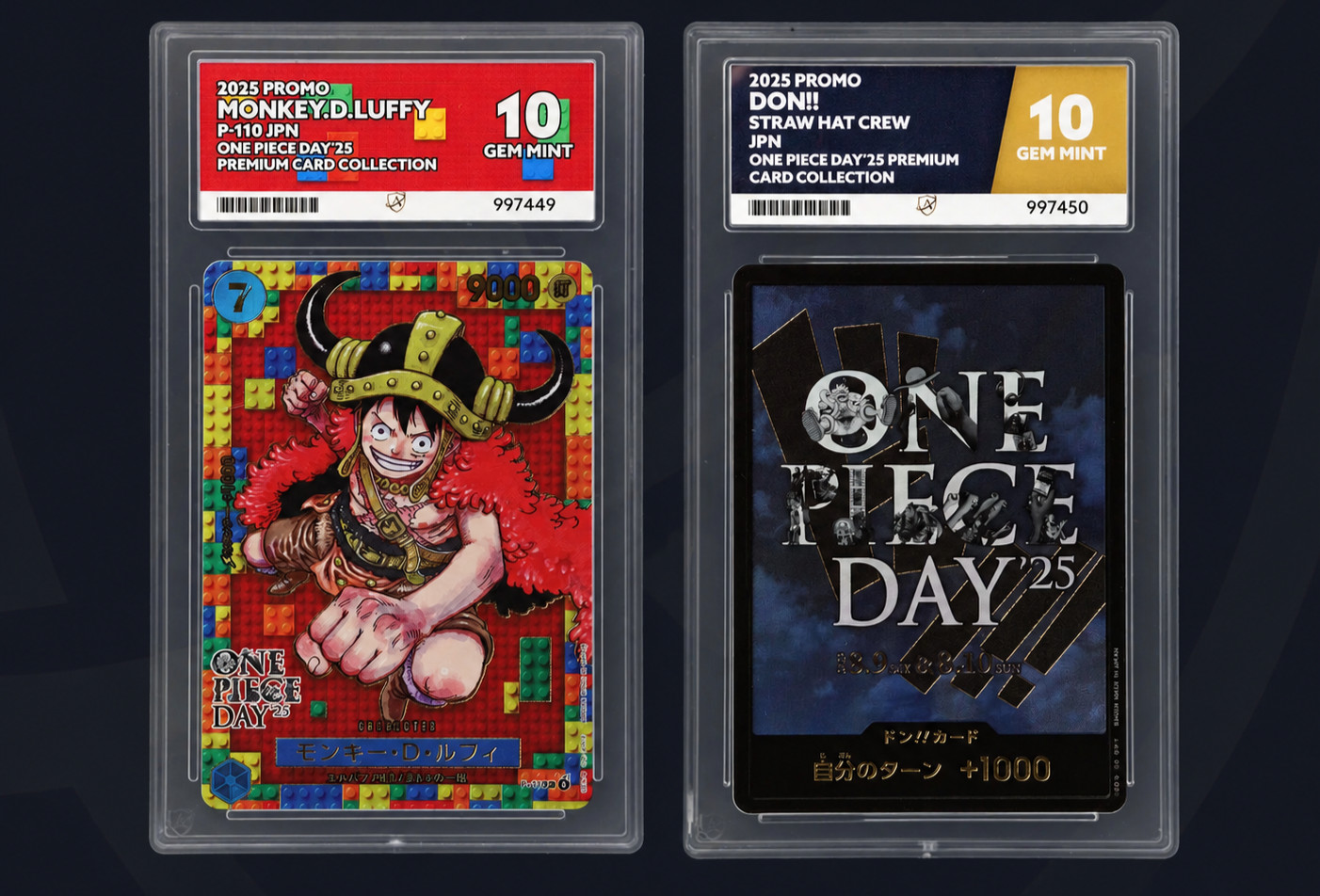 Rufy P-110 & DON!! ACE 10 -One Piece Day 2025 - Promo Set - Coppia di 10 perfetti