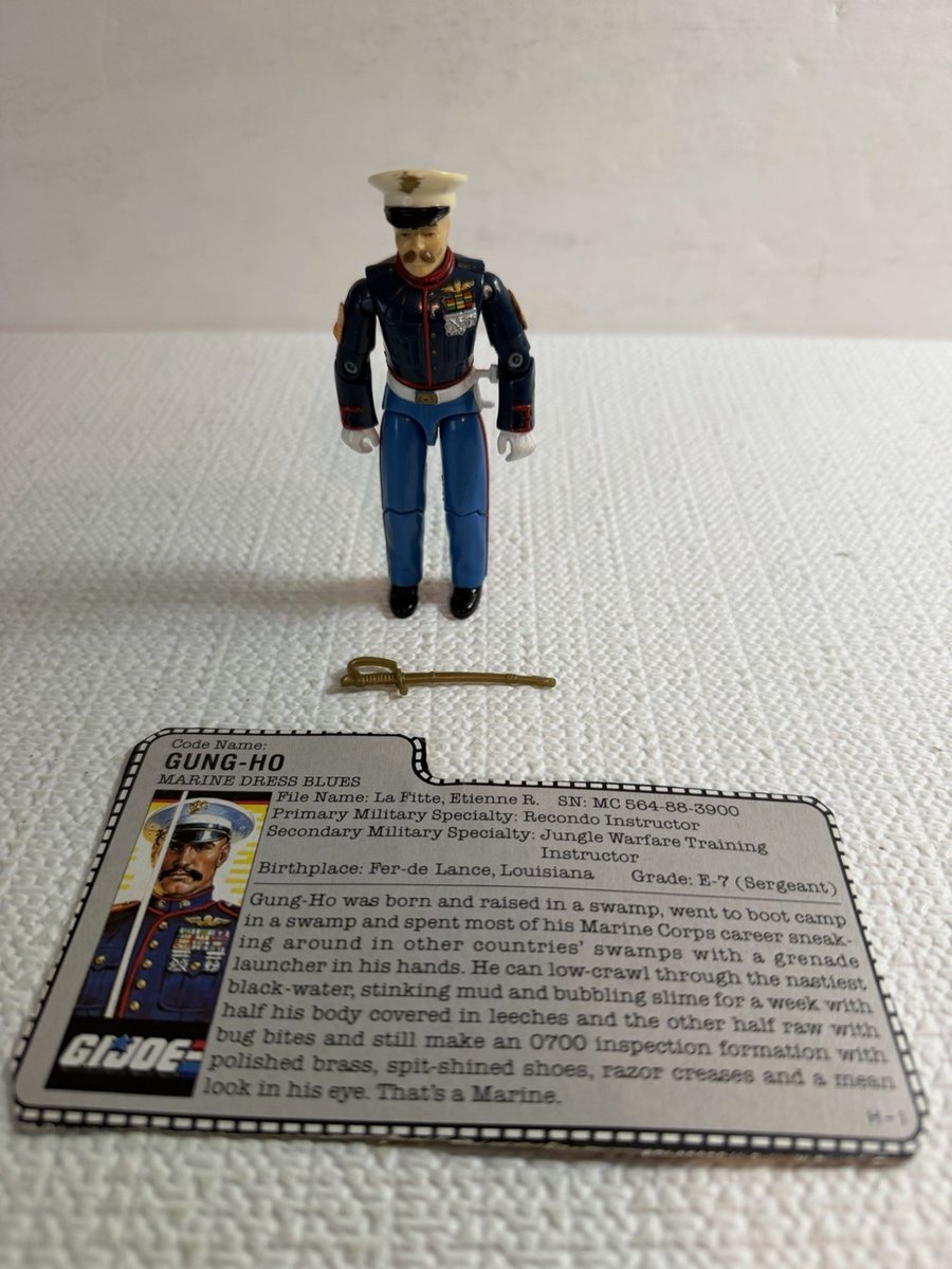 G.I. Abito blues Joe 1987 Gung-Ho V2 completo con adesivi e cartellino ARAH