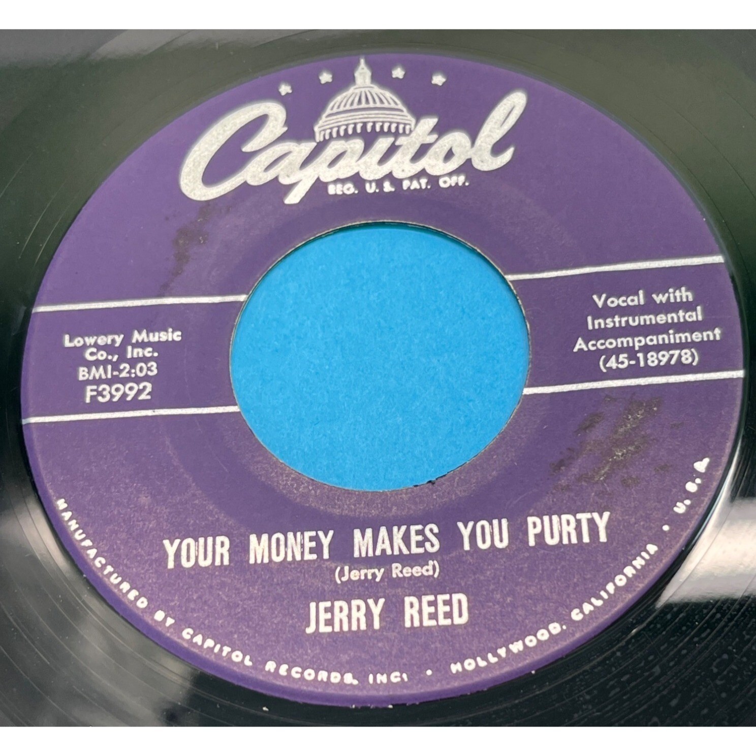 Jerry Reed Your Money Makes You Purty / How Can I Go On 45 Rockabilly Capitol F3