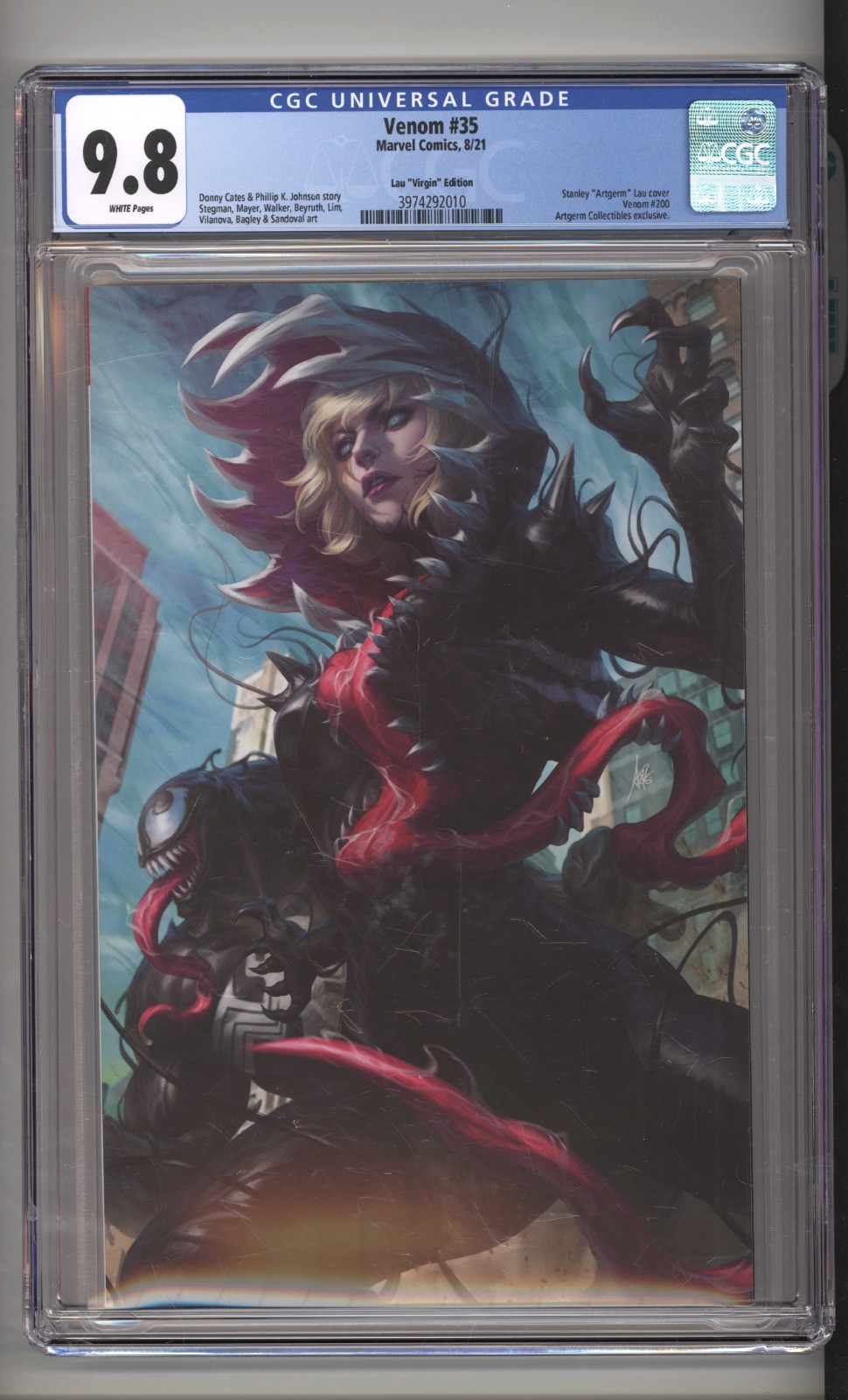 Venom 35 CGC 9.8 Lau Virgin Edition Artgerm Collezionismo Esclusivo COA 2021
