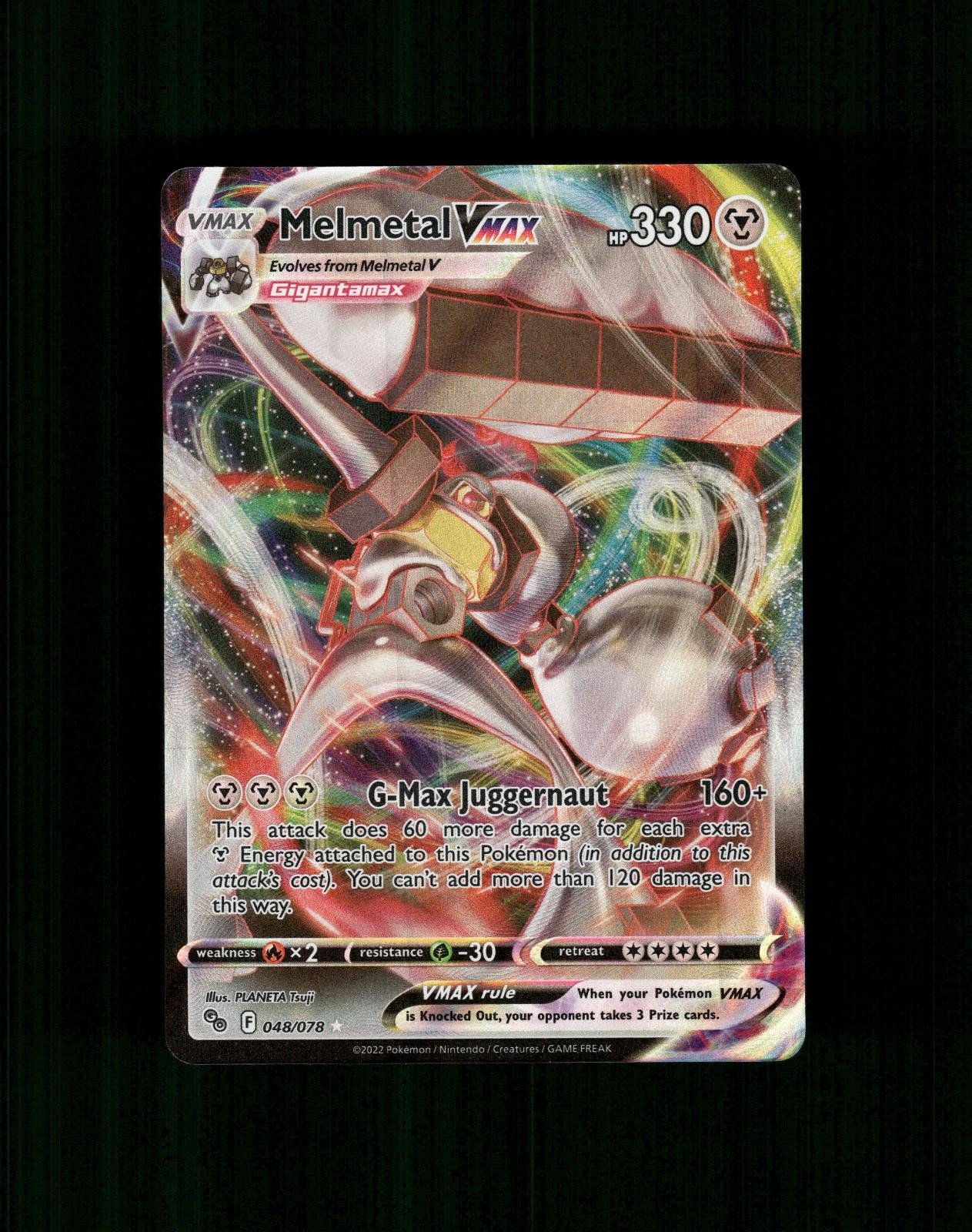 Melmetal VMAX 048/078 Holo VMAX Raro Pokemon GO Pokemon quasi come nuovo