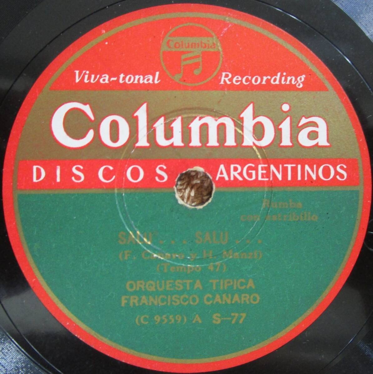 Disc Pressing Tango Francisco Canaro Orchestr"Salu" Francisco