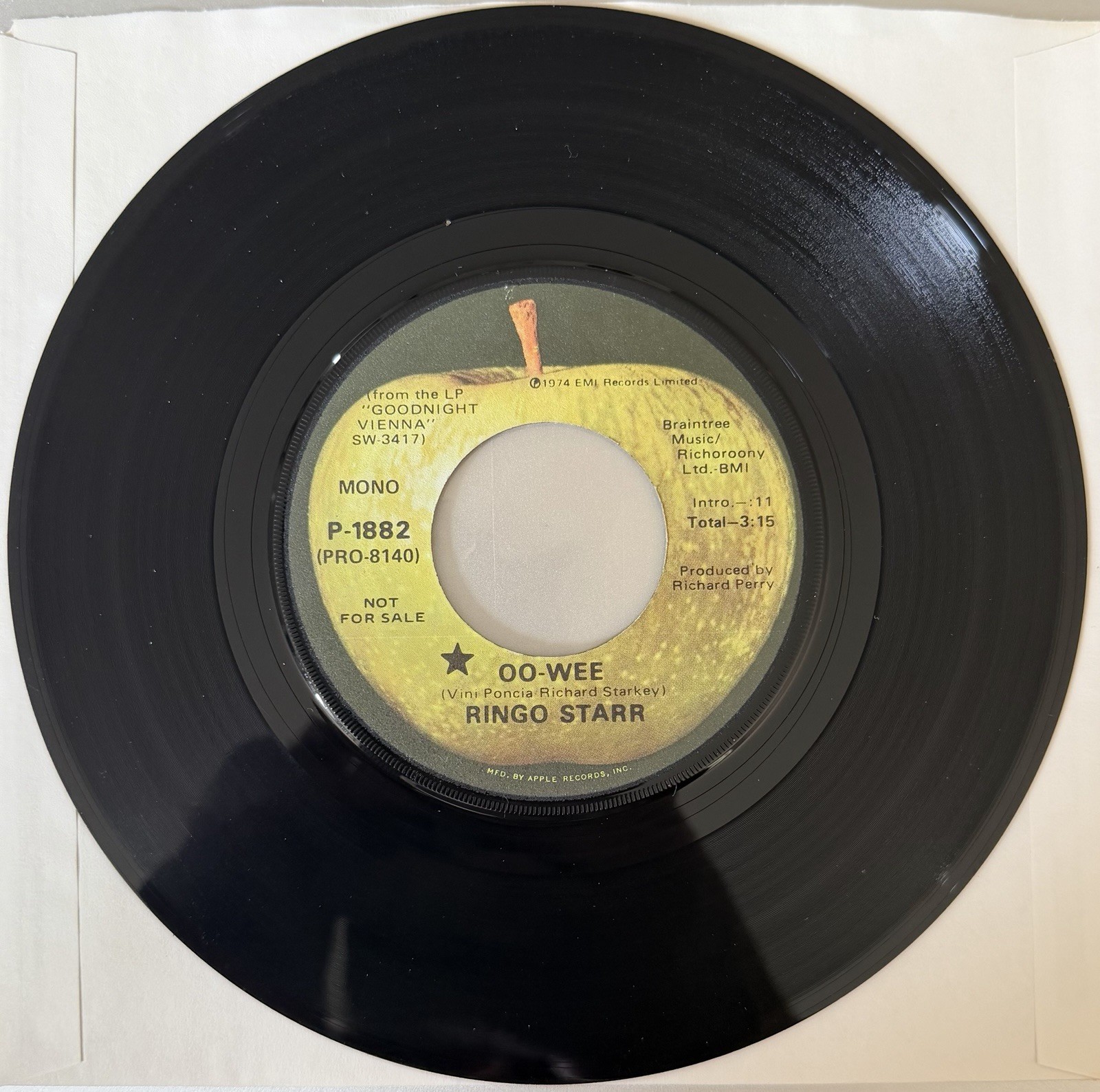 Ringo Starr  “Oo-Wee/same” Apple Records Promo 45 Beatles