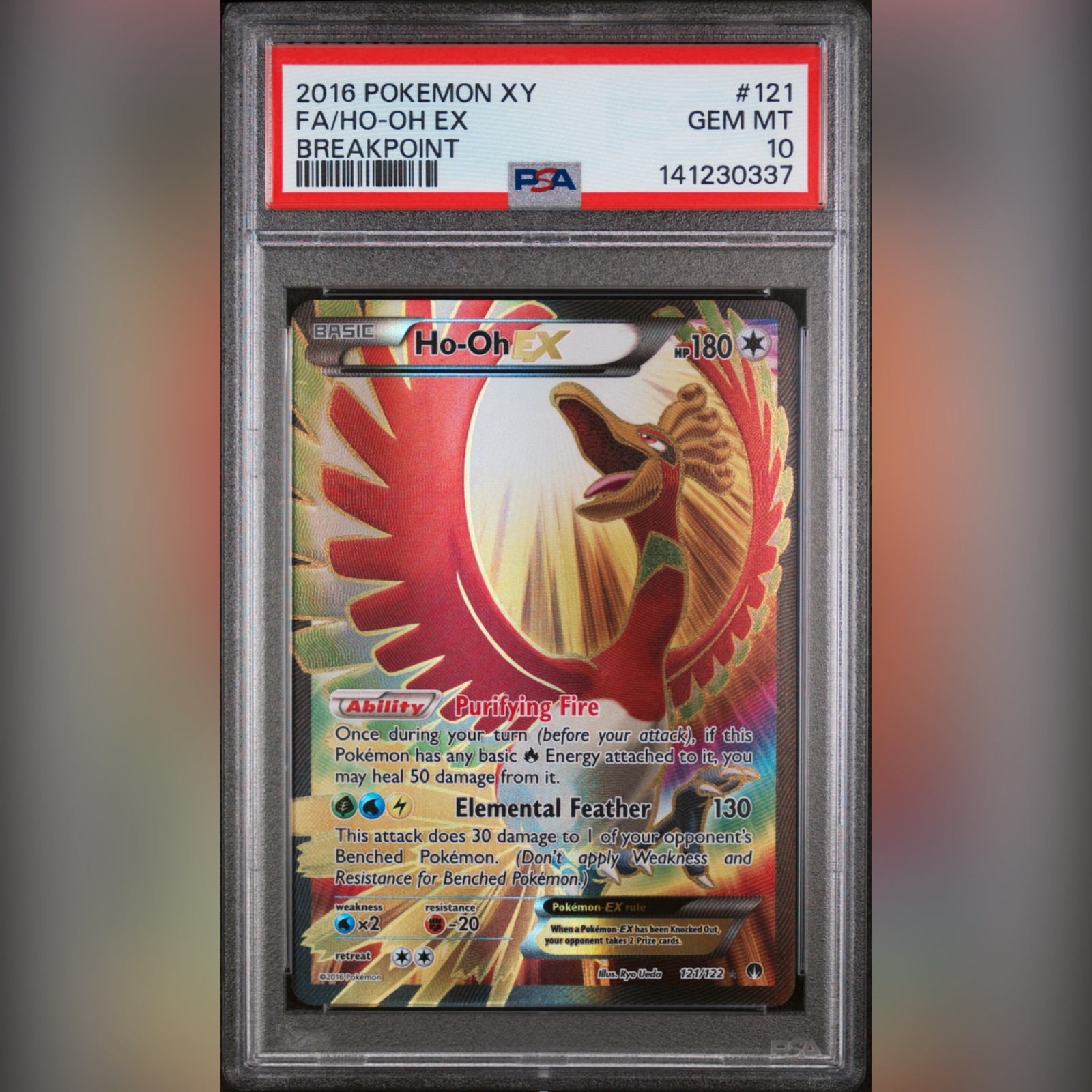 PSA 10 Ho-Oh EX Full Art 121/122 Breakpoint 2016 X&Y GEM MINT Pokemon Card