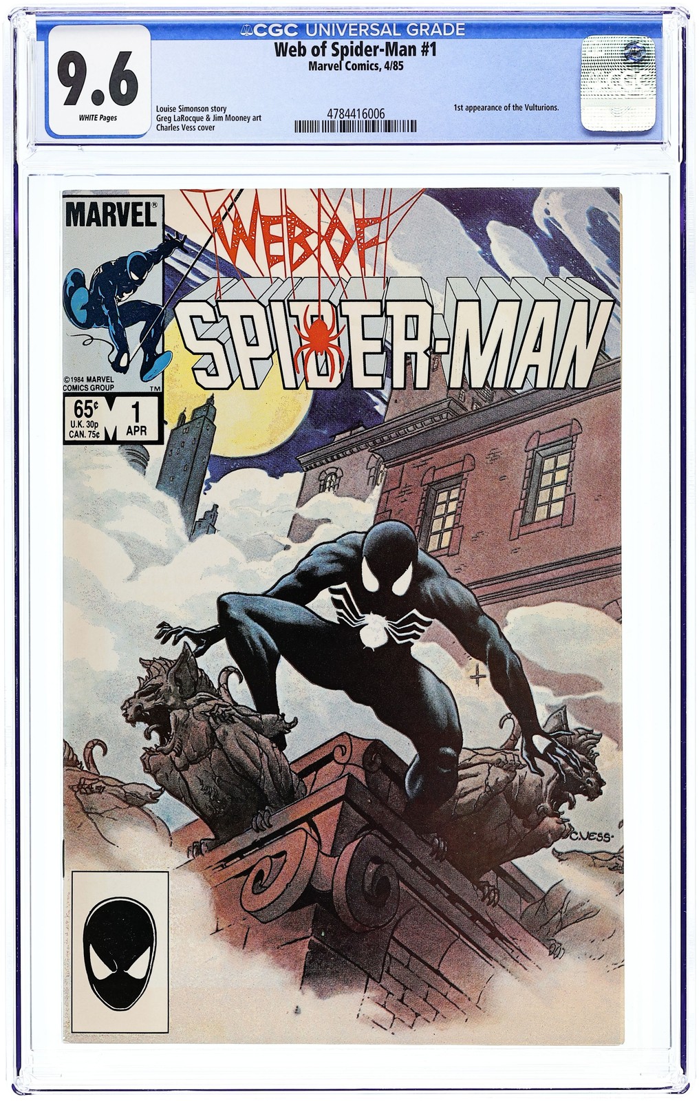 Web of Spider-Man 1D Vess Direct Variant CGC 9.6 1985 4784416006