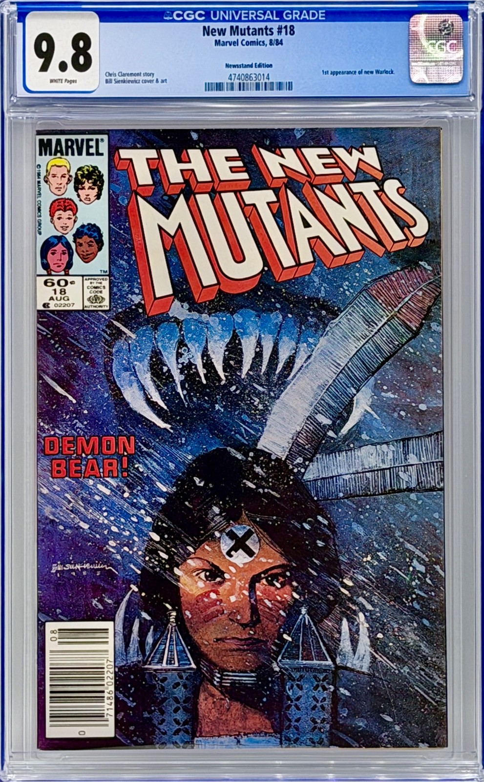 New Mutants #18 CGC 9.8 WP EDICOLA 1° Stregone Demone Orso Sienkiewicz