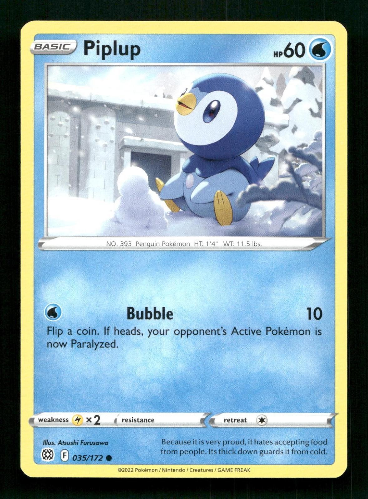 Common - - Piplup - 035/172 - Near Mint - Brilliant Stars