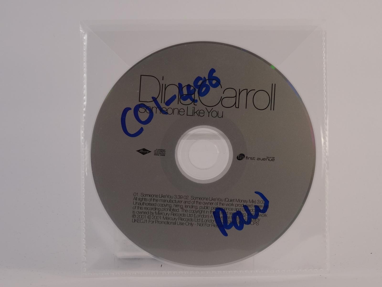 DINA CARROLL SOMEONE LIKE YOU (Y1) 2 Track Promo CD Single including Plastic Sle