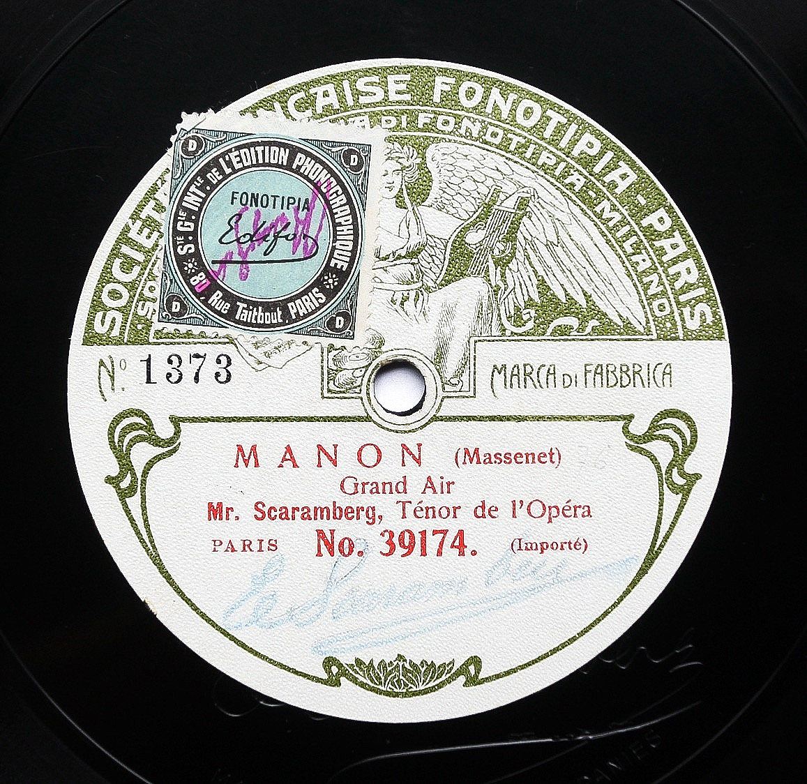 EX+ EMILE SCARAMBERG Massenet Gounod FR 1905 Phonotypie 39174-80 Shellac 78 rpm