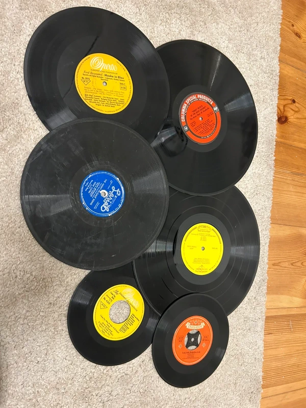 6 verschieden große Schallplatten zum basteln und Deko