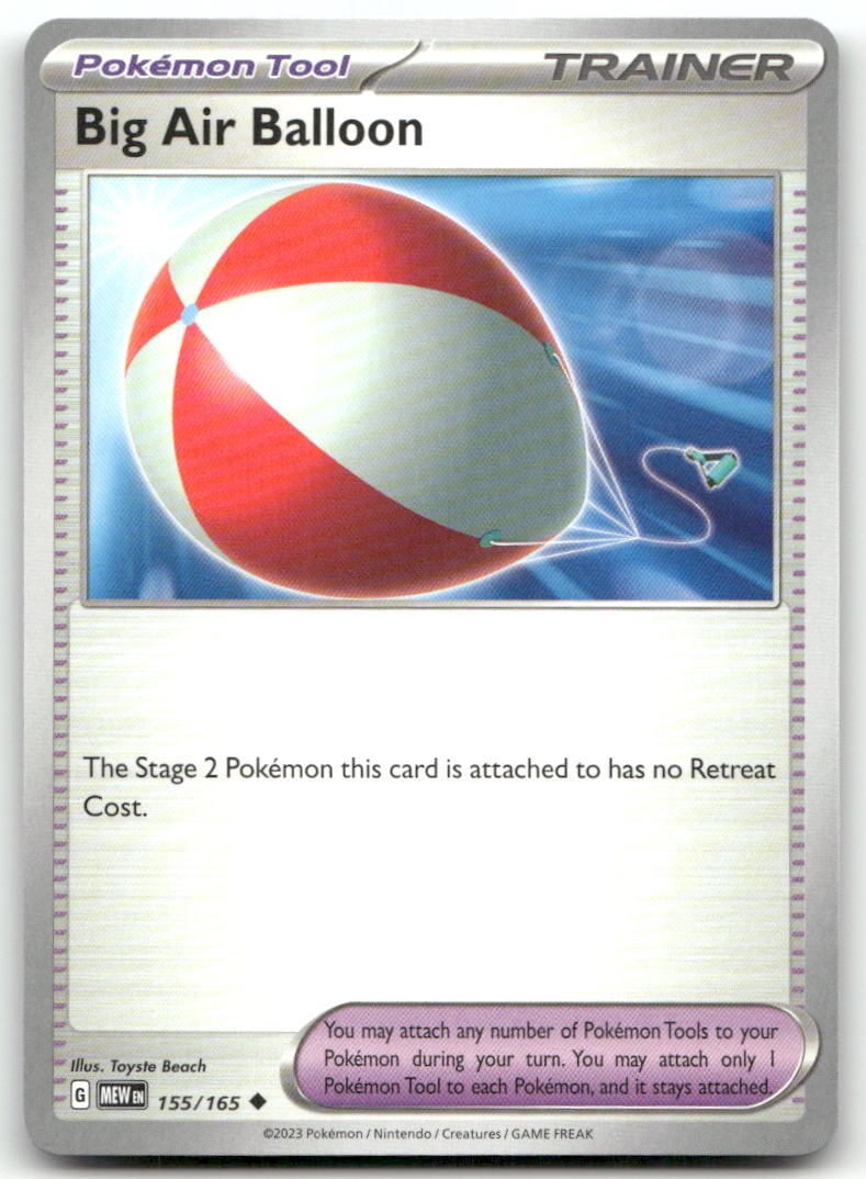 Big Air Balloon 155/165 non comune 151 Pokemon quasi come nuovo