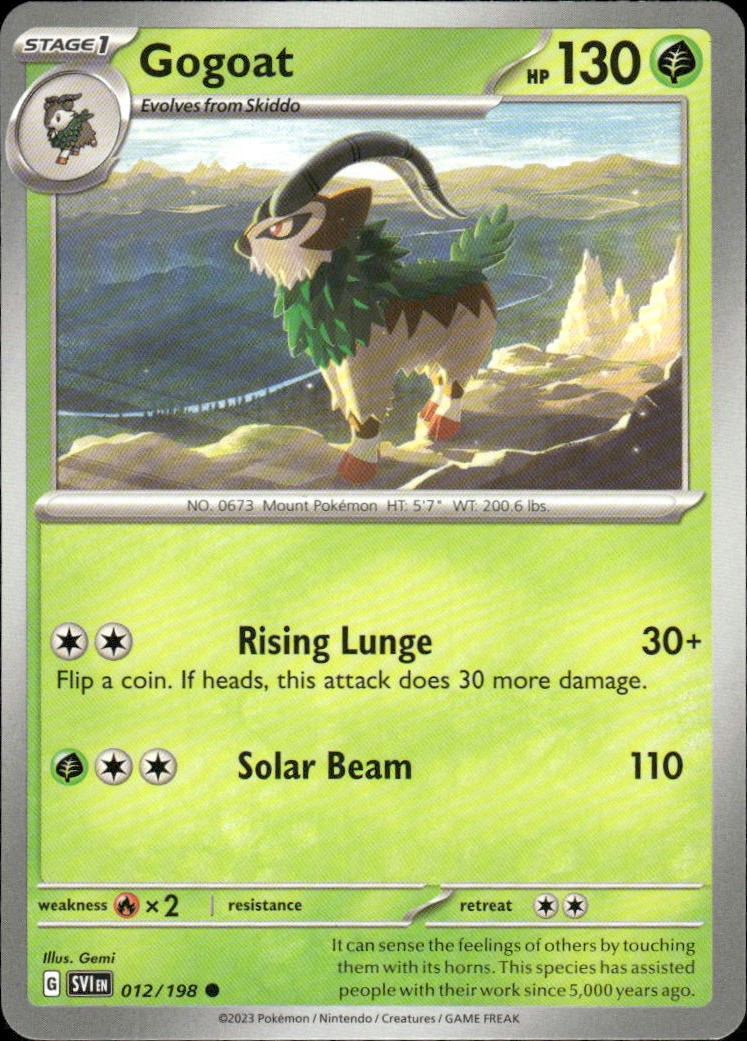 Gogoat Set Base Scarlatto e Viola 012/198 Pokémon Comune — Inglese quasi nuovo