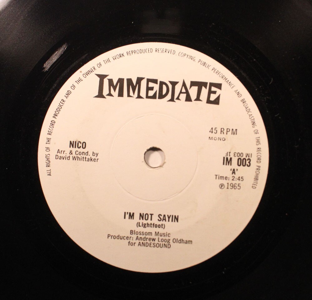 Hear! Velluto Underground JIMMY Page Bonus 45 Nico - I'M Non Sayin / Last Mile