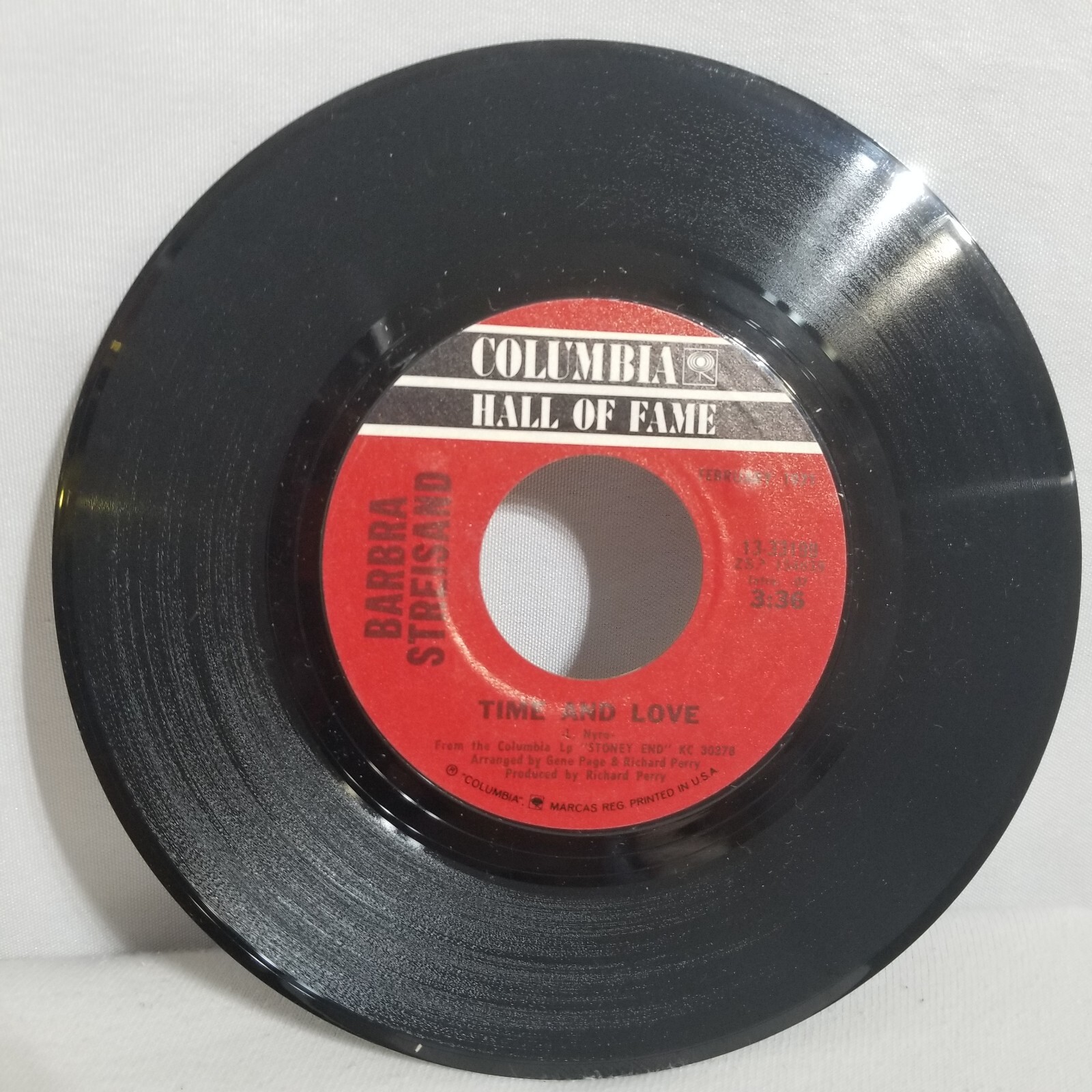 Barbara Streisand 7" Record 45 RPM "Time & Love" Stoney End"