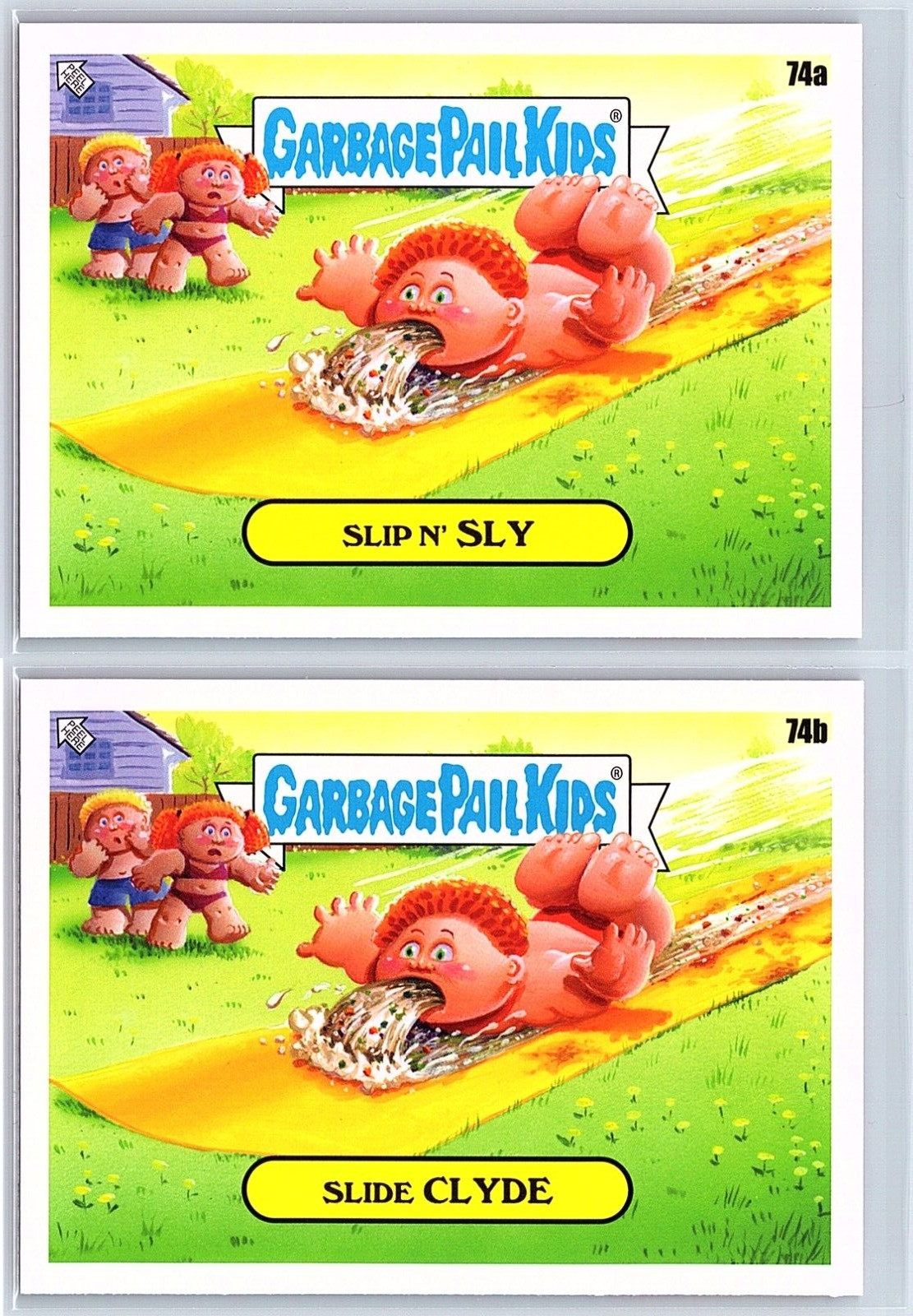 Set 2 carte Slip 'N Slide secchio spazzatura bambini al gioco Spoof Sly & Clyde