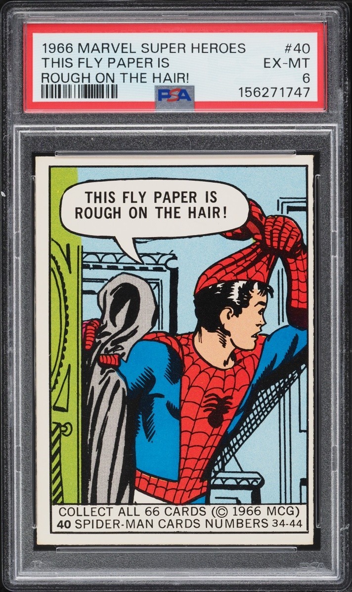 RC ROOKIE Spider-Man 1966 Donruss Marvel Super Heroes Avengers #40 PSA 6