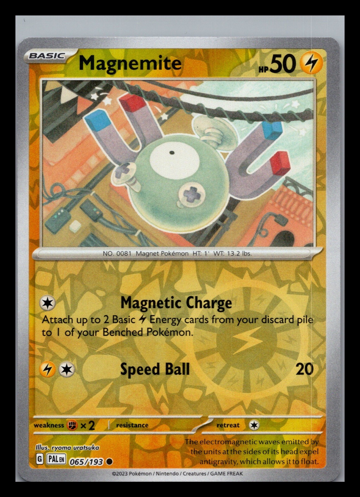 Magnemite 065/193 Pokemon comune Paldea evoluto olografico inverso quasi nuovo