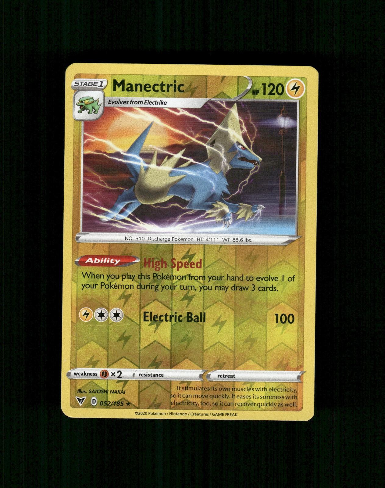 Manectric 052/185 Raro Vivid Voltage Pokemon Reverse Holo Near Mint