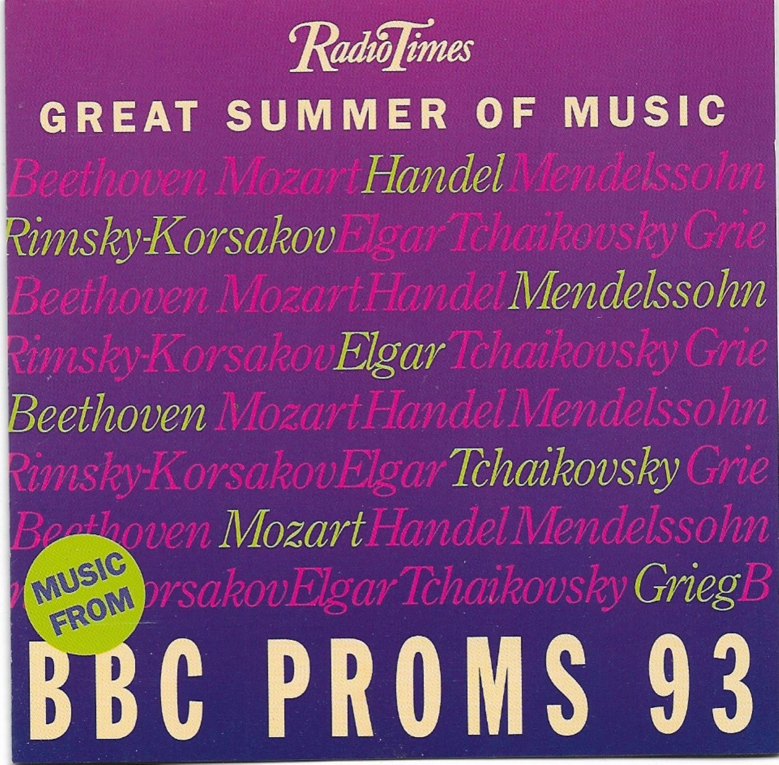 Radio Times-Great Summer Of Music BBC PROMS 93 CD POSTED 48 HOURS TRACKED