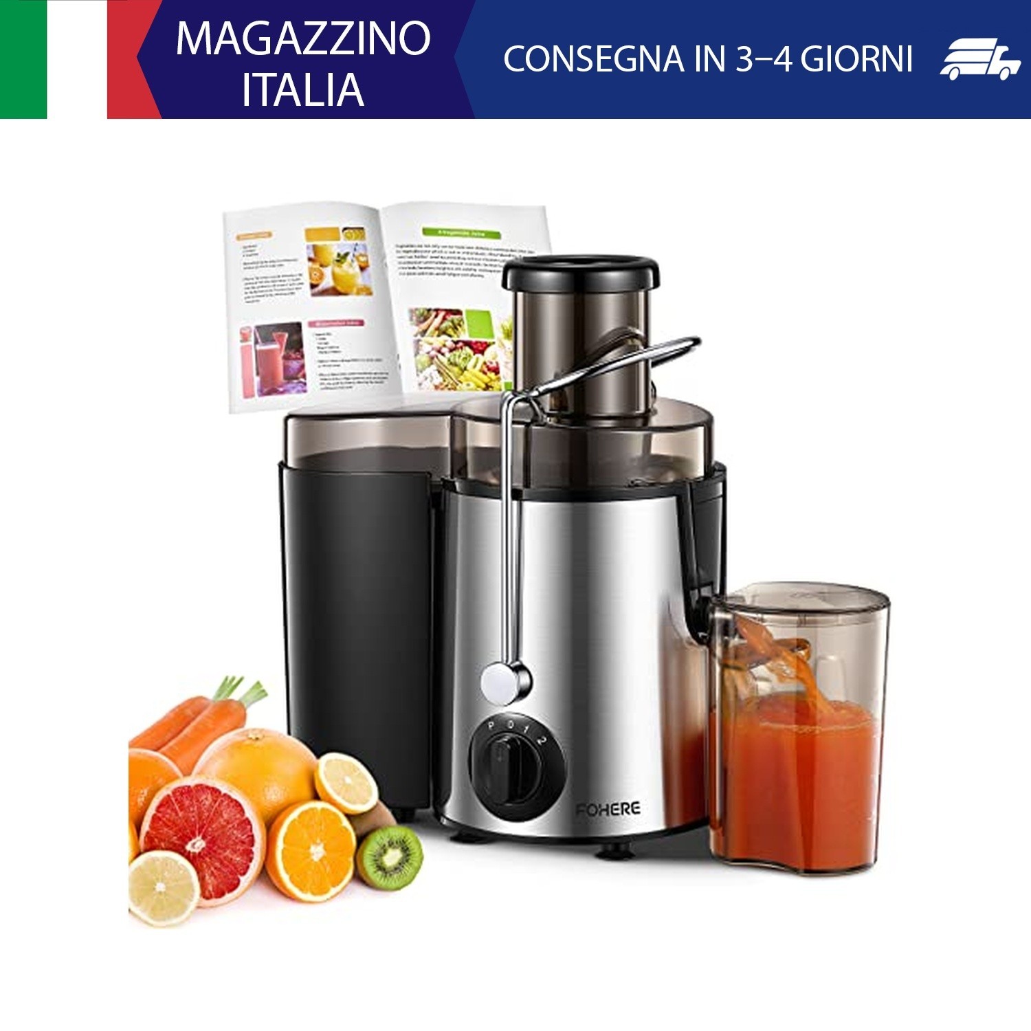 FOHERE Estrattore Frutta e Verdura Potenza Massima 800W, Centrifuga Frutta e Ver
