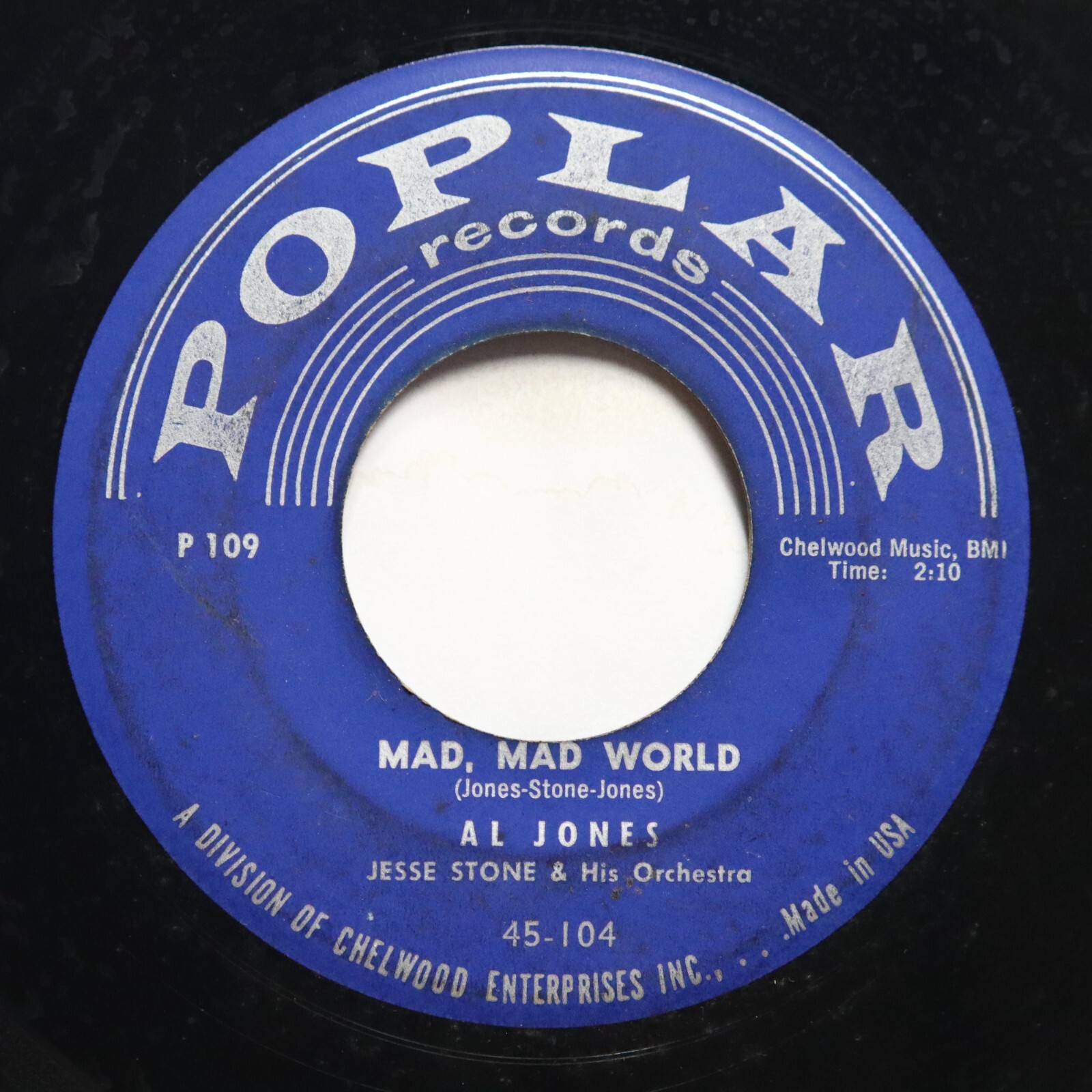 AL JONES - MAD, MAD WORLD / LONELY TRAVELER - SOUL 45 POPLAR 45-104