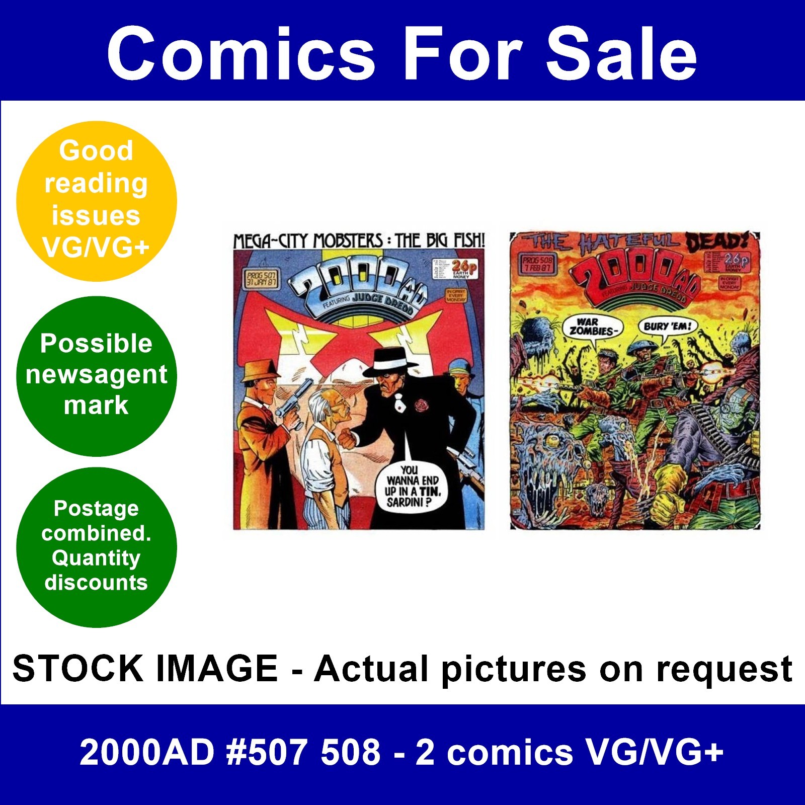 2000AD #507 508 - 2 comics VG/VG+