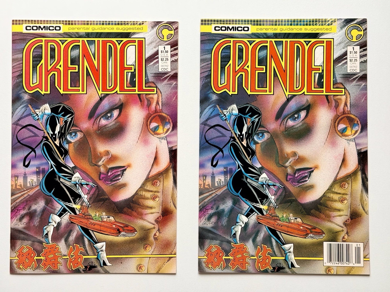 GRENDEL #1 LOT OF 2 ◉ MATT WAGNER & PANDER TRIPLE SIGNED 3X * 1986 * VF/NM 👀