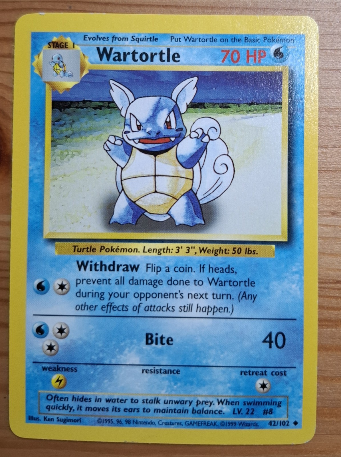 Wartortle 42/102 Base Set Uncommon NM Pokemon TCG