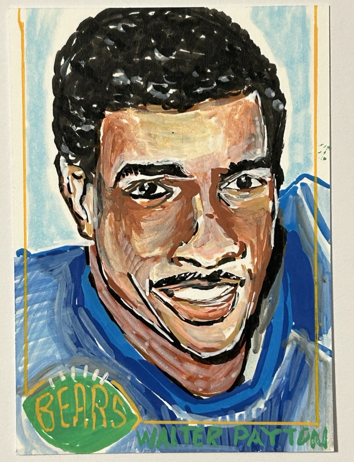 ACEO Sketch Trading Card 1976 Topps Walter Payton Chicago Bears Hand-Drawn OOAK