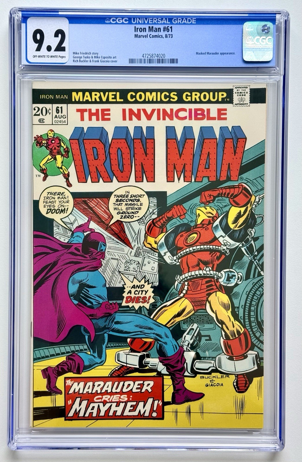 IRON MAN 61 ◉ CGC 9.2 * 1973 MARVEL * Masked Marauder  * NEW CASE  👀