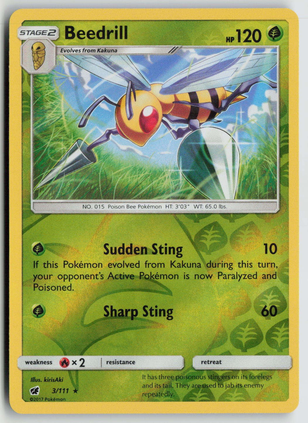Beedrill SM - Crimson Invasion 3/111 Reverse Holo NM