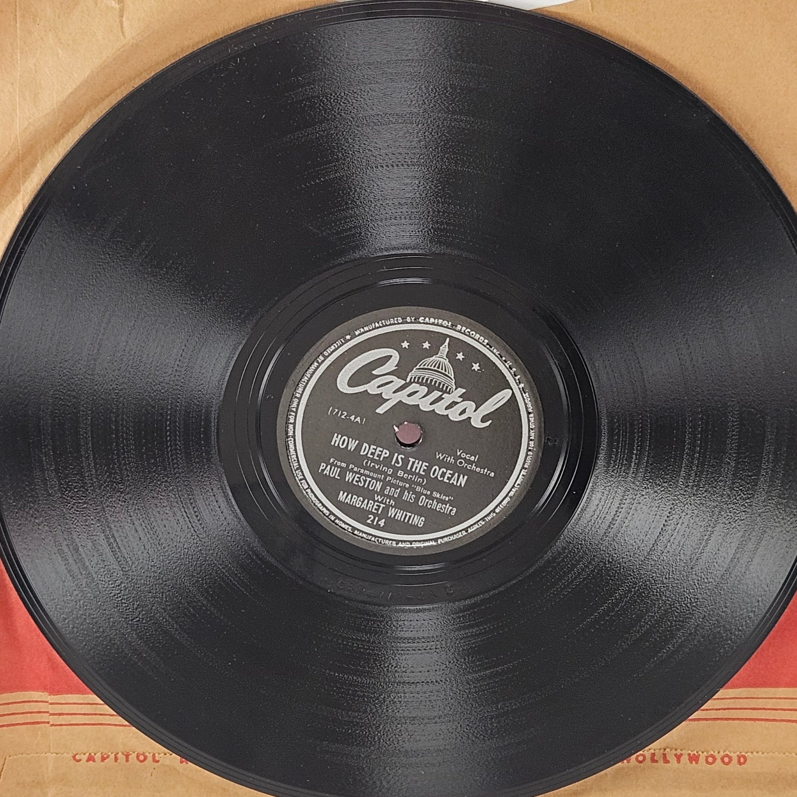 Capitol 78 RPM 10" 214 Whiting How Deep Is The Ocean/It Might As Well Be Spring