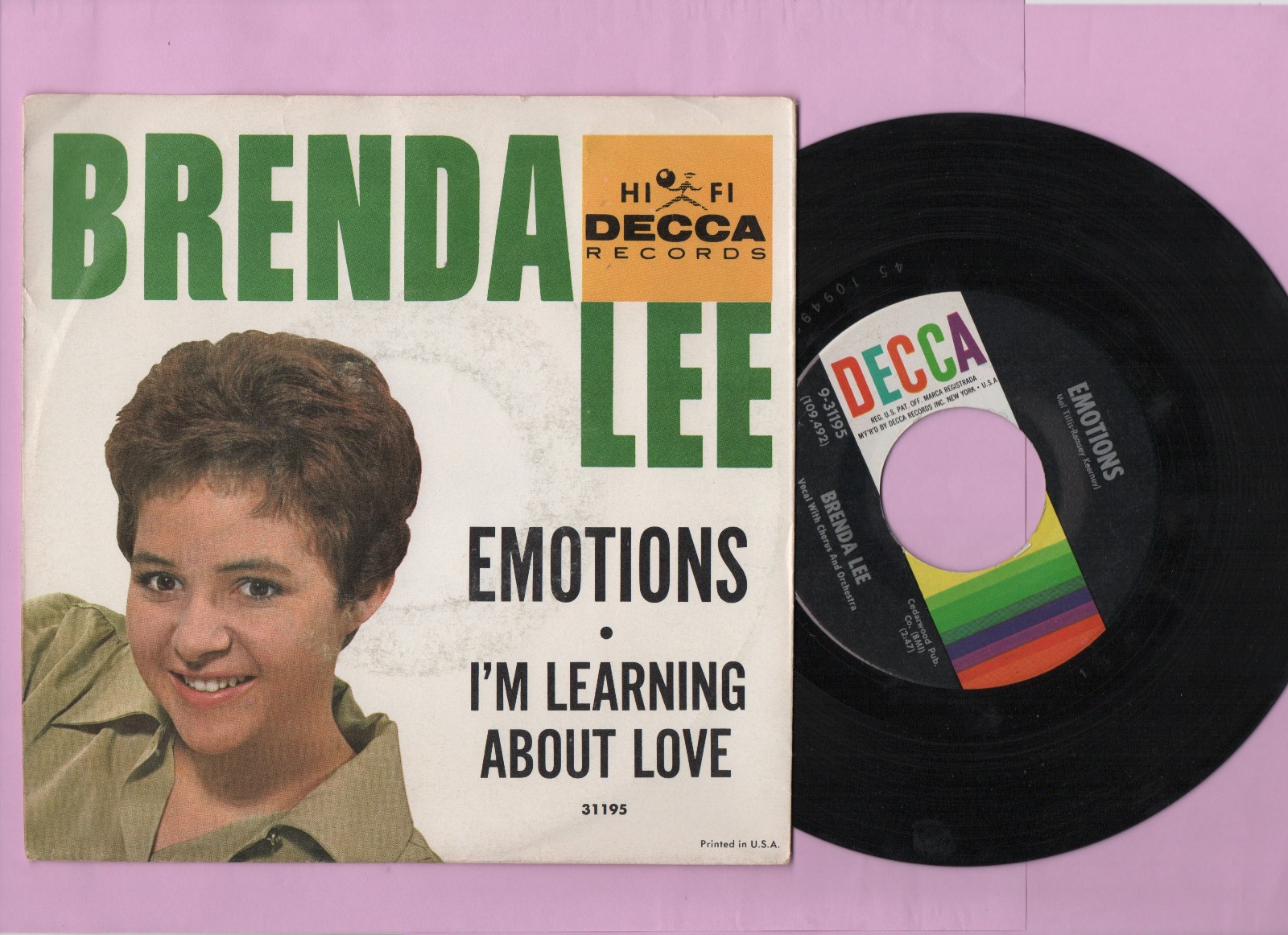Brenda Lee Emotions/I'm Learning About Love 45 picture sleeve 31195