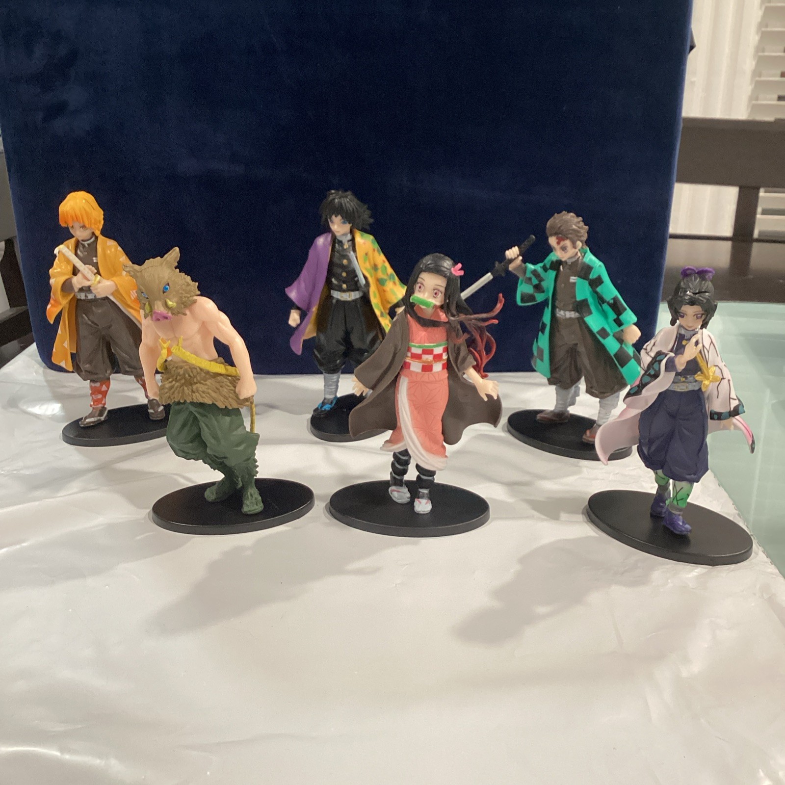 Lotto 6 Figurine Demon Slayer Kimetsu no Yaiba Tanjiro Nezuko Giyu Shinobu Nuove