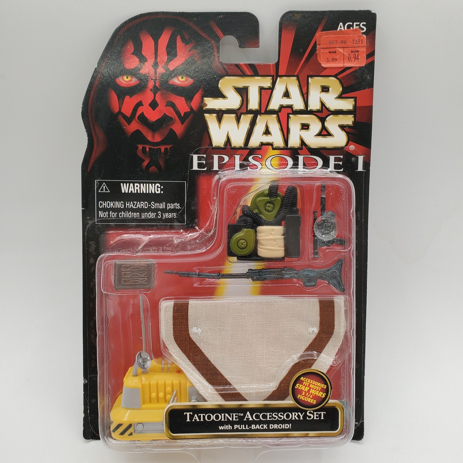 Star Wars Episode I Tatooine Accessory Set Hasbro 3.75" SEALED w/ Sticker & Wear