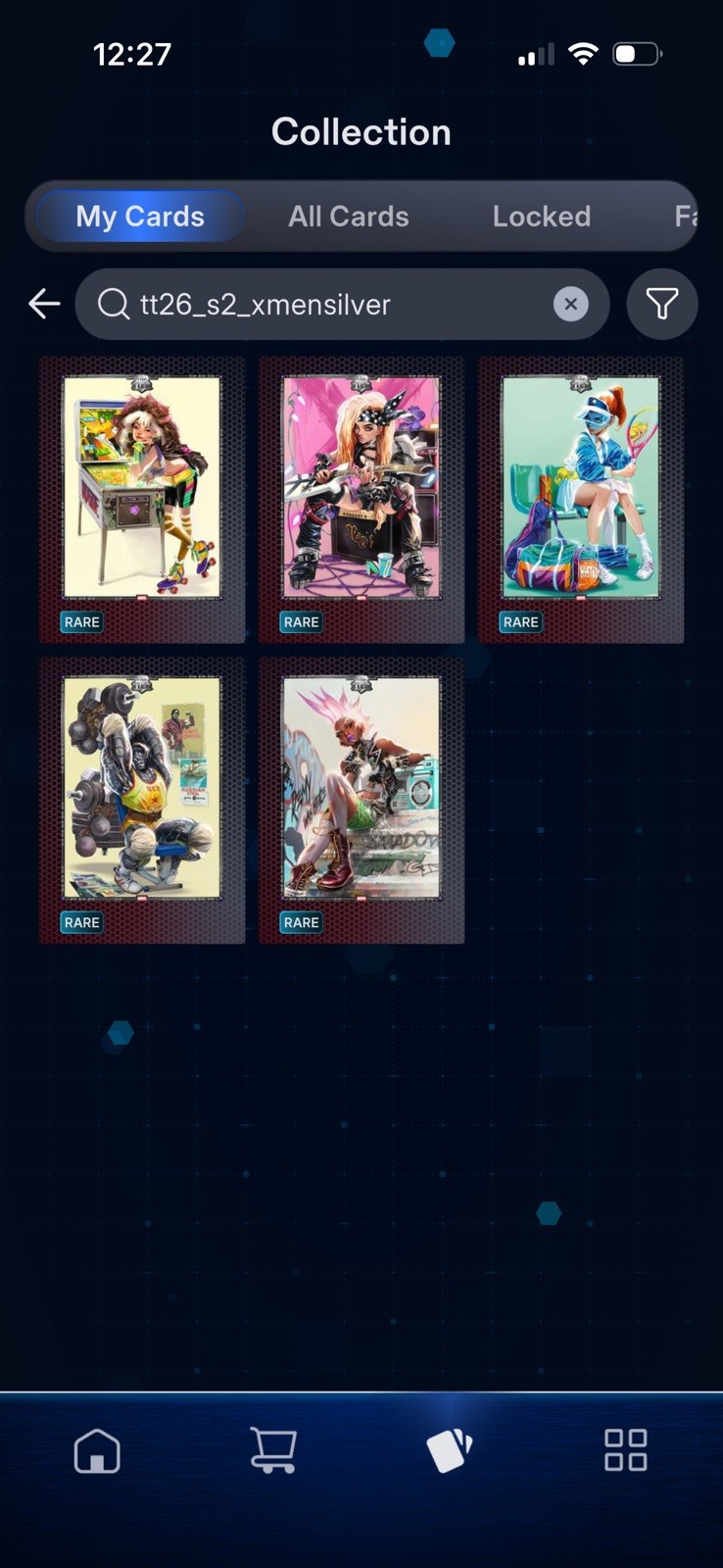 Topps Marvel Collect TOP TIER 26 - 5 card 80s X-men rare set