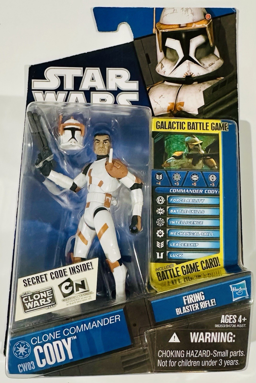 2010 Star Wars Clone Wars Commander Cody CW03 Figure Hasbro SEALED CARD WEAR