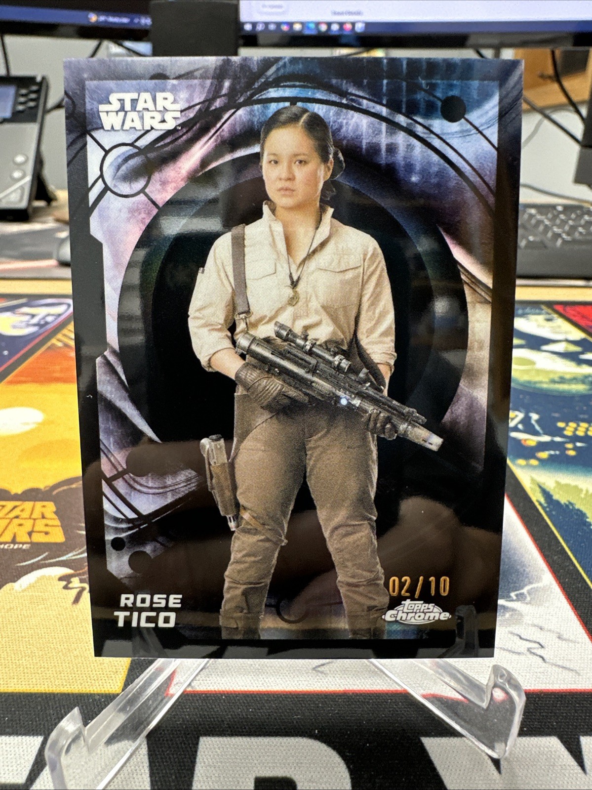 2026 Topps Chrome Star Wars Rose Tico rifrattore nero 2/10