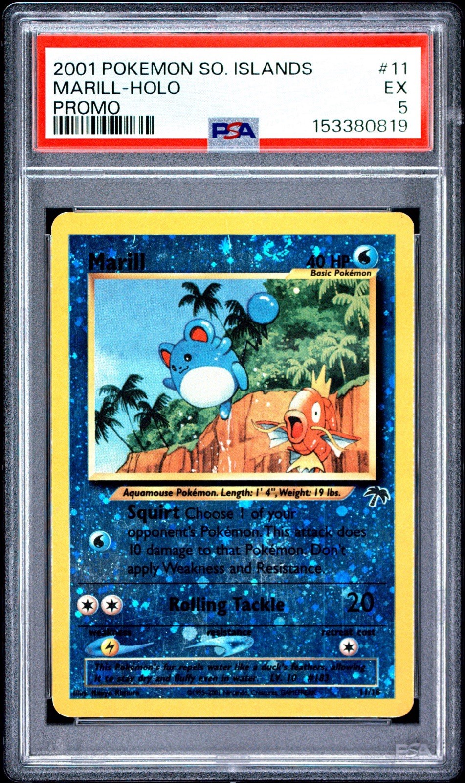 2001 POKEMON SOUTHERN ISLANDS PROMO #11 MARILL-HOLO PSA 5