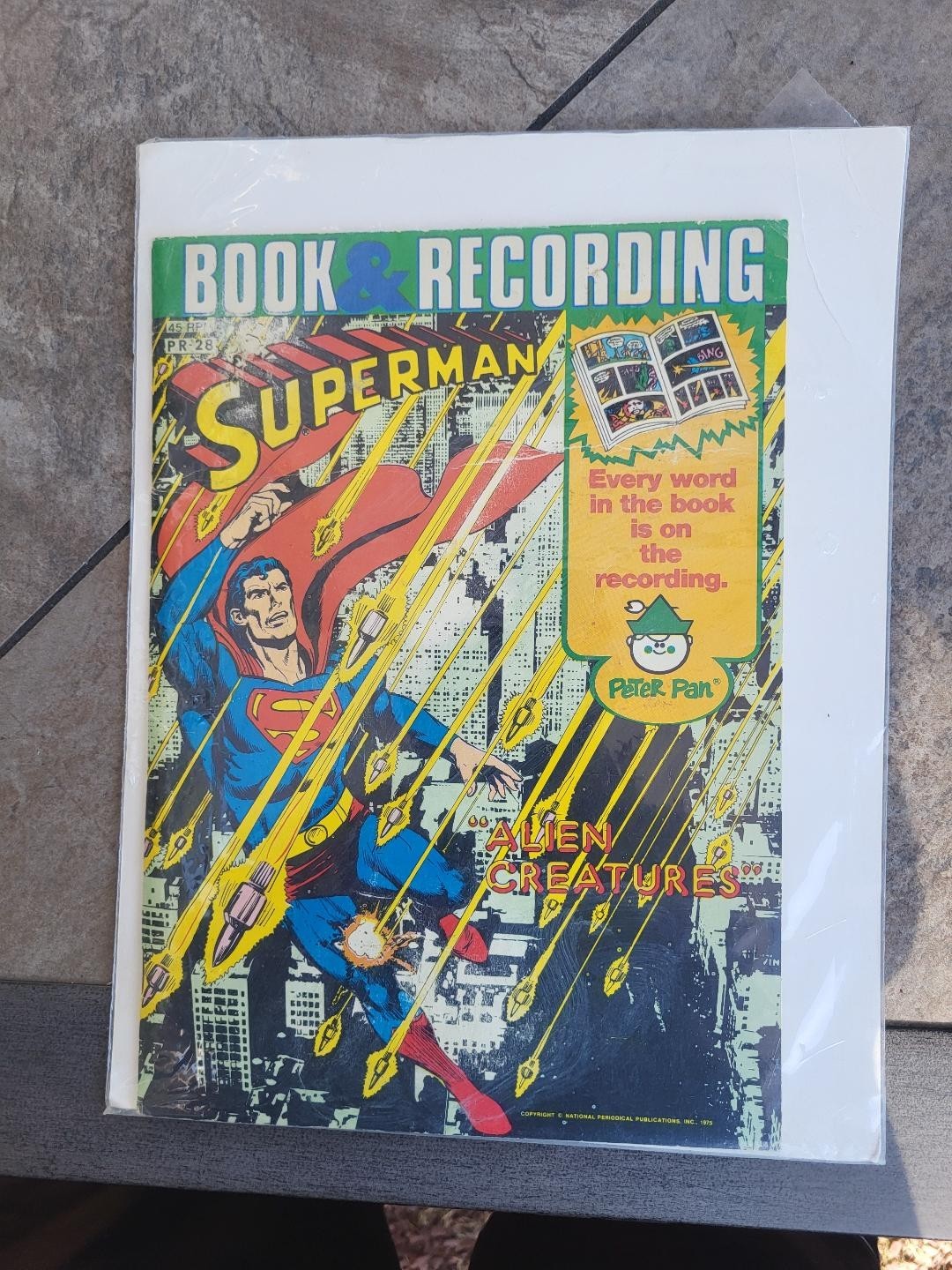 Superman Book and Record Set #Pr28 Power Records 1975 "Alien Creatures" Comic