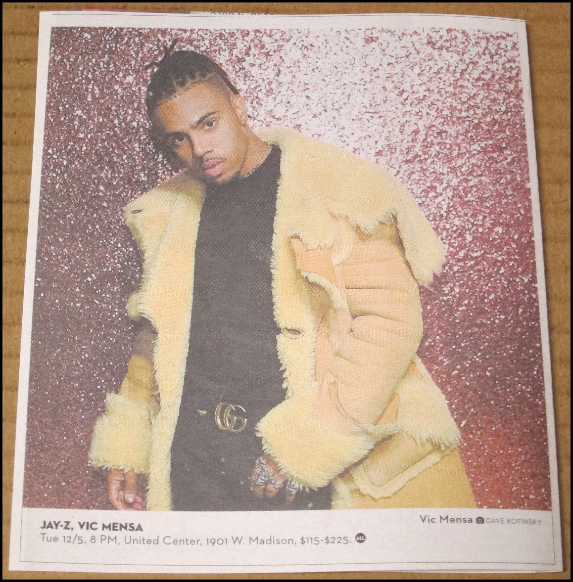 2017 Vic Mensa articolo giornale ritaglio foto rapper Chicago 4:44 tour rap