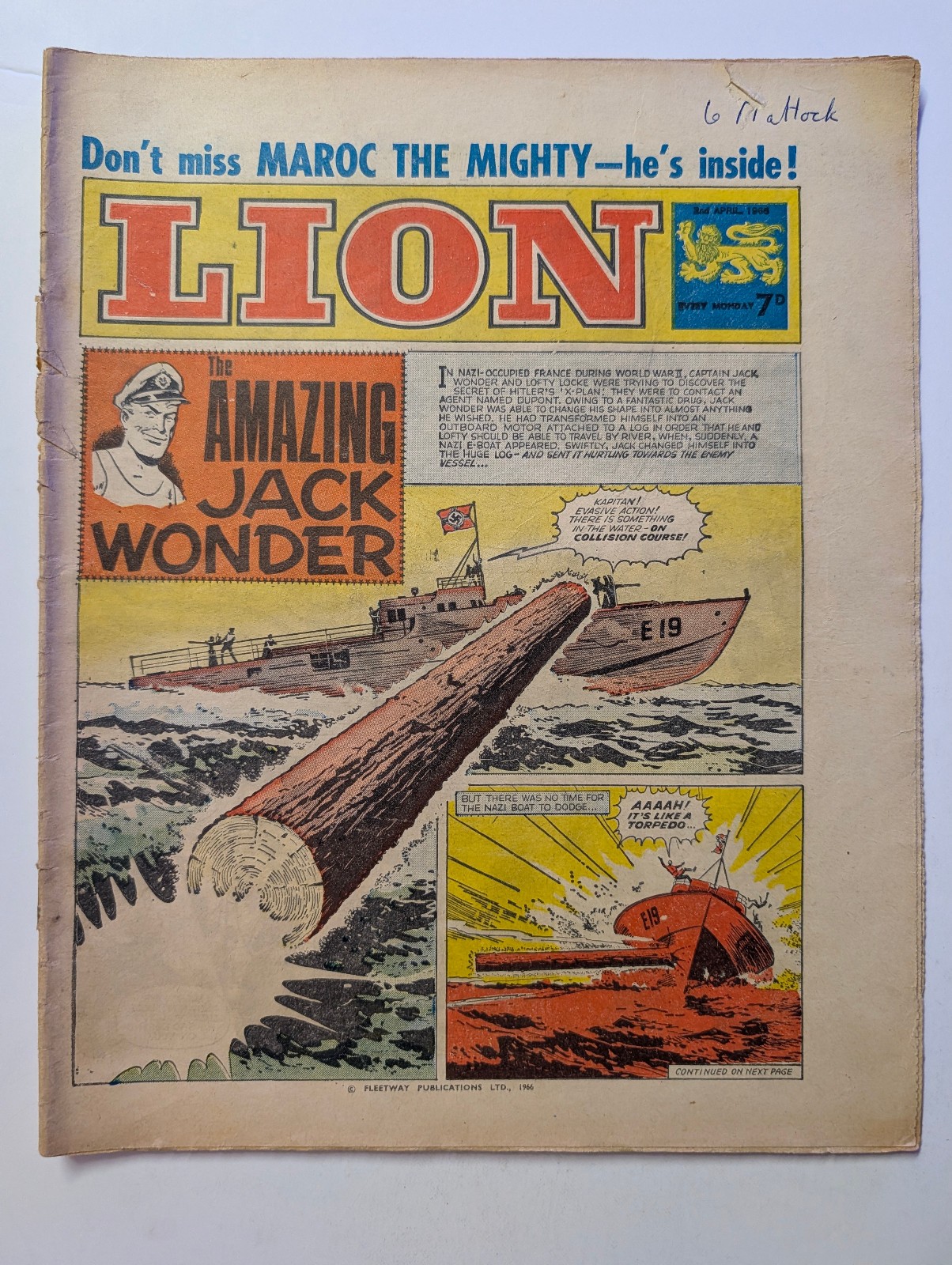 Lion Comic, 2nd April 1966, Amalgamated Press/Fleetway Publishing