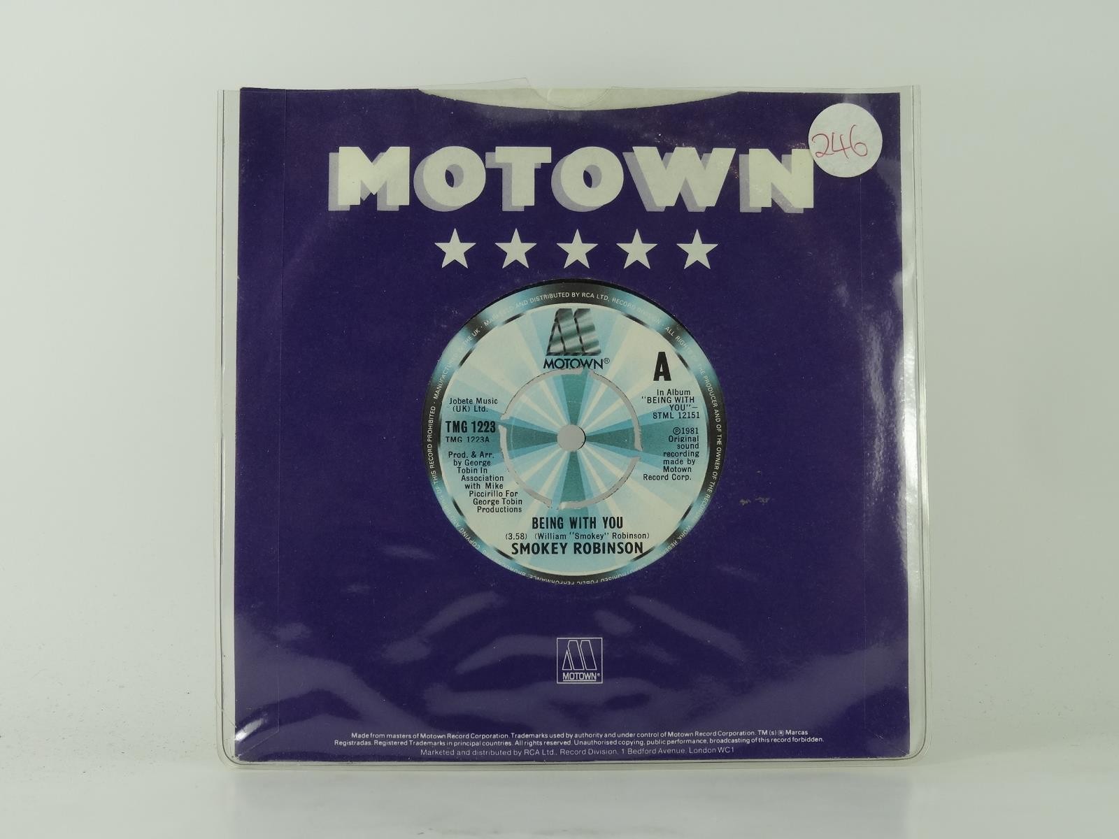 SMOKEY ROBINSON BEING WITH YOU (15) 2 Track 7" Single including Company Sleeve M
