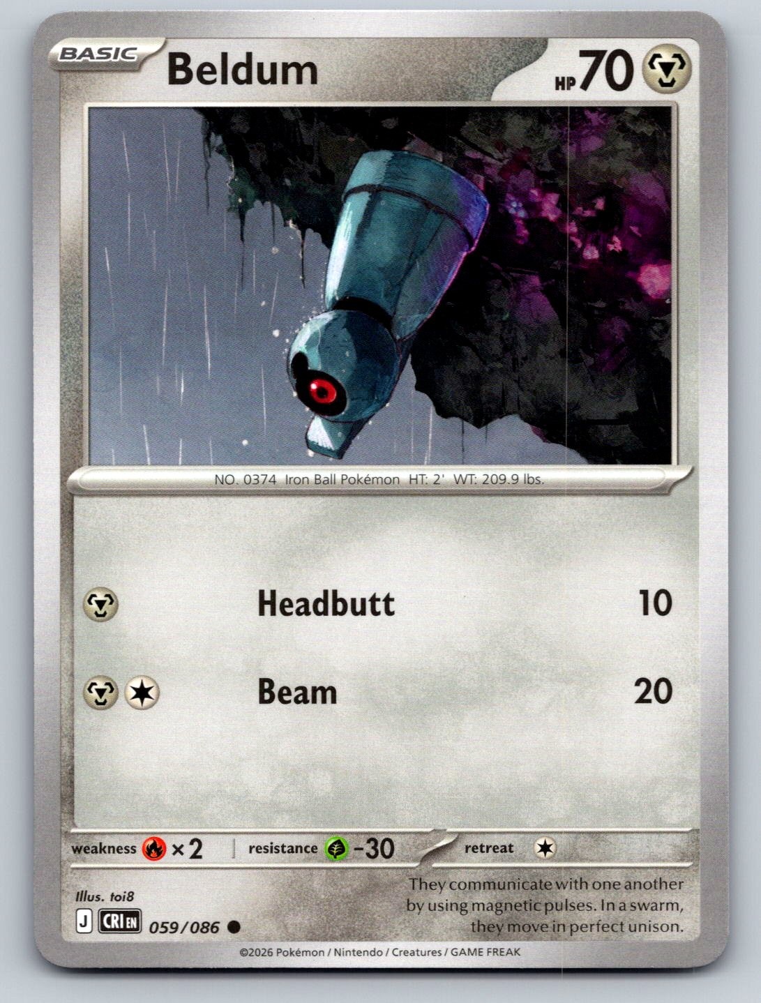 Beldum 059/086 Pokemon comune che sorge il caos quasi nuovo